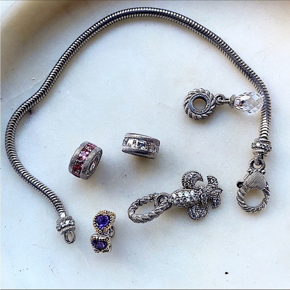 Judith Ripka Sterling silver bracelet and 5 charms